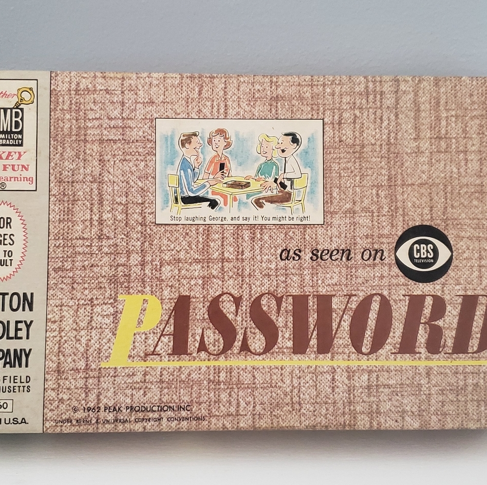 Vintage 1962 Password Game Milton Bradley Company Games for Home